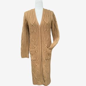 Jillian Jones Duster Long Cardigan Lambswool Cable Knit Women’s